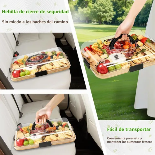Vista 4 de SAKAMOSH Tabla de embutidos portátil con tapa, juego de 2 tablas