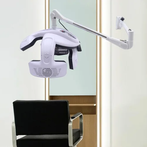 Vista 4 de Secador de pelo de montaje en pared, secador de pelo profesional de pared con brazo giratorio flexible y panel multifunción, temperatura ajustable