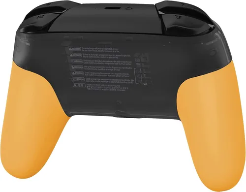 Vista 6 de eXtremeRate Precaución - Empuñaduras de repuesto amarillas para control Nintendo Switch Pro, carcasa de agarre de mano suave al tacto