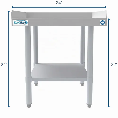 Vista 4 de KoolMore Soporte de equipo comercial de acero inoxidable de calibre 16 - Soporte de plancha resistente de 30 x 24 con estante inferior (EQT-163024)