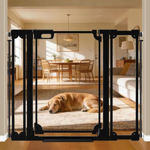Vista 19 de WAOWAO Puerta de bebé de acrílico transparente de 40 pulgadas extra alta para escaleras, diseño moderno, puerta de acrílico con cierre automático