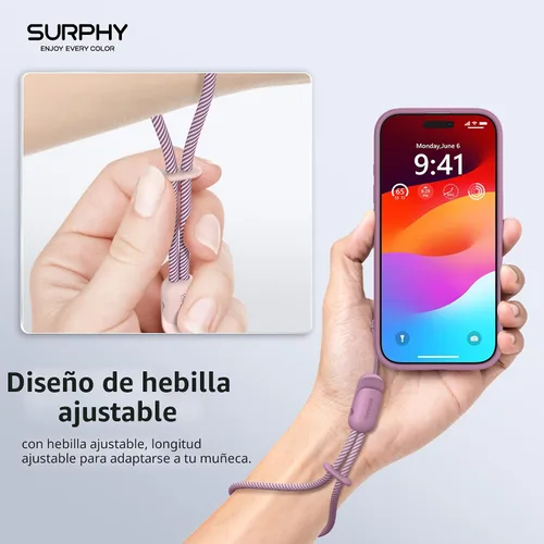 Vista 3 de SURPHY Paquete de 3 correas de muñeca para teléfono con lengüeta de sujeción para teléfono celular, correa para teléfono celular, correa para A