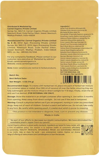 Vista 2 de CARMEL ORGANICS Mezcla de aceite para el cabello de hierbas 4 onzas 21 Herbs For Hair Growth, DIY Oil Infusion, Contains Bhringraj, Fenugreek