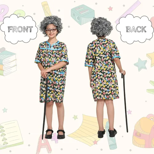 Vista 4 de Lingway Toys - Disfraz de hombre pequeño y viejo para niños finge ser abuelo, disfraz de celebración de 100 días de escuela para niños