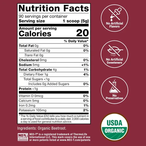 Vista 5 de Force Factor Total Beets - Polvo de remolacha orgánica, superalimento para mejorar la nutrición diaria, suplemento de remolacha USDA orgánico