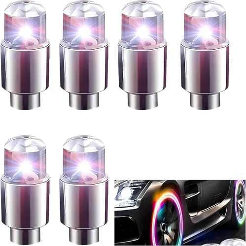 Vista 11 de 6 luces LED de tapa de vástago de válvula de neumático, luz LED fría para neumáticos, bombilla de neón impermeable, para automóvil, motocicleta
