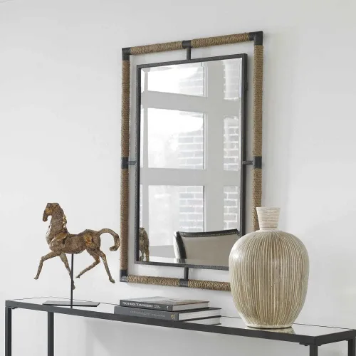 Vista 3 de Uttermost Melville Espejo de pared de hierro negro óxido de 28 x 38 pulgadas