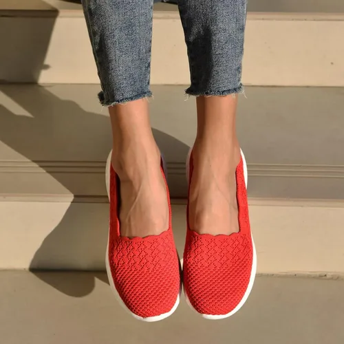 Vista 2 de poemlady Women's Slip on Loafer Shoes - Mesh Casual Ballet Flat Nurse Walking Sneakers Knit Round Toe Casual Memory Foam Shoes 190501