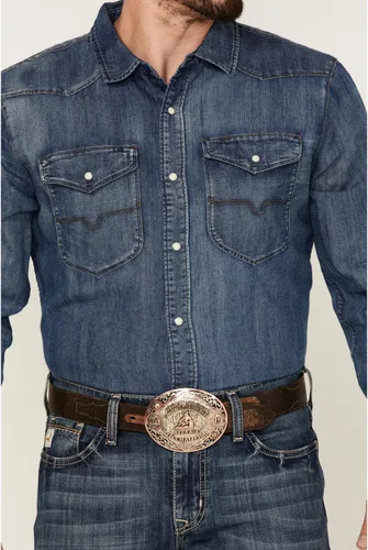 Vista 3 de Kimes Ranch Camisa Western de manga larga para hombre Grimes Denim