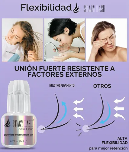 Vista 6 de STACY LASH Pegamento de extensión de pestañas transparente (0.17 fl.oz/0.2 fl oz)/1 segundo de tiempo de secado/retención - 8 semanas/adhesivo