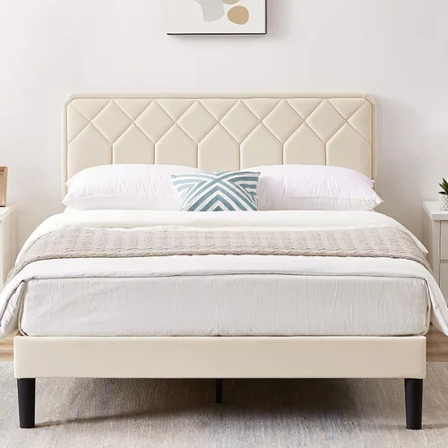 Vista 20 de VECELO Marco de Cama Tamaño Twin con Plataforma Tapizada de Terciopelo Premium con Cabecera Ajustable en Altura/Base de Colchón, Soporte de Listones