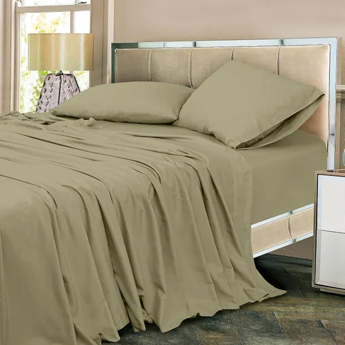 Vista 7 de ROYALE LINENS Juego de sábanas de 300 hilos de 100 % algodón peinado de fibras largas, 4 piezas, 1 sábana bajera, 1 encimera y 2 fundas de almohada