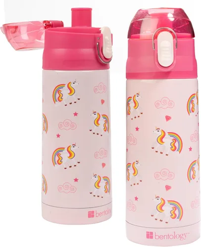 Vista 15 de Bentology - Botella de agua reutilizable de acero inoxidable de 13 onzas para niños, color azul