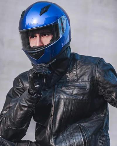 Vista 5 de ILM - Casco integral para motocicleta y bicicleta urbana, con bufanda de invierno extraíble, 2 viseras, modelo aprobado por DOT JK313 2-Azul