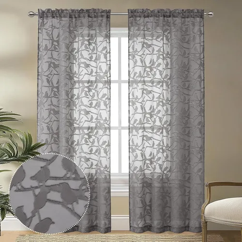 Vista 31 de OVZME Anji Clip Voile Sheer Tiers RD 2X30X36 Negro