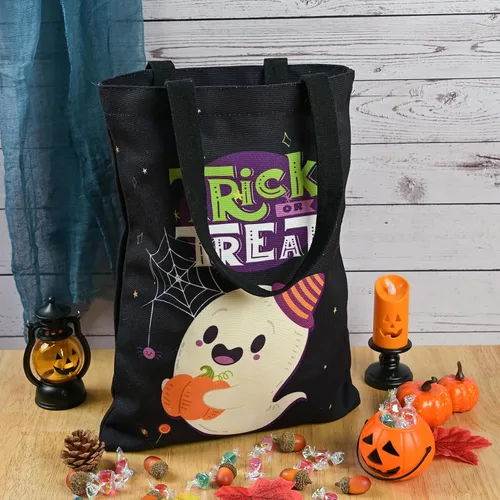 Vista 2 de ATFUNSHOP Halloween Trick or Treat Tote Bag 15.7
