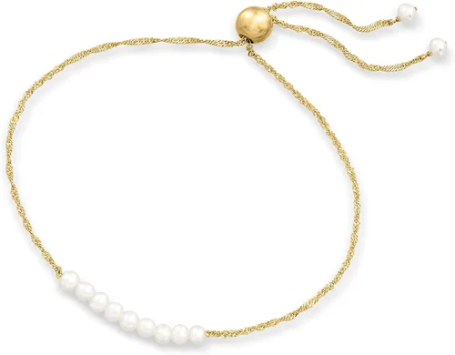 Vista 3 de RS Pure by Ross-Simons - Pulsera bolo de perlas cultivadas de 3 a 0138in en oro amarillo de 14 quilates perla no conocido