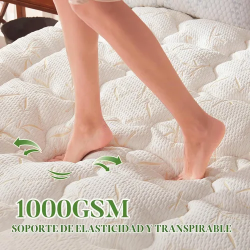 Vista 5 de PRIMESOFT Cubrecolchón de Tamaño Individual, Almohadilla Gruesa de Colchón Tipo Almohada, Bolsillo Profundo de Hasta 21 Pulgadas, Almohadilla