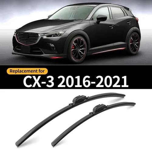 Vista 2 de Limpiaparabrisas delanteros y traseros, 3 piezas de limpiaparabrisas delanteros y traseros de repuesto para Mazda CX-3 2016-2021, limpiaparabrisas