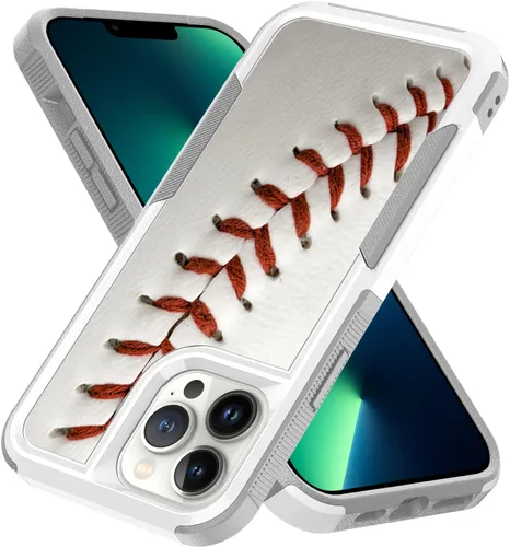 Vista 2 de Funda para iPhone 12 Pro Max, diseño blanco deportivo de béisbol, absorción de golpes, policarbonato duro e interior de silicona híbrida de doble