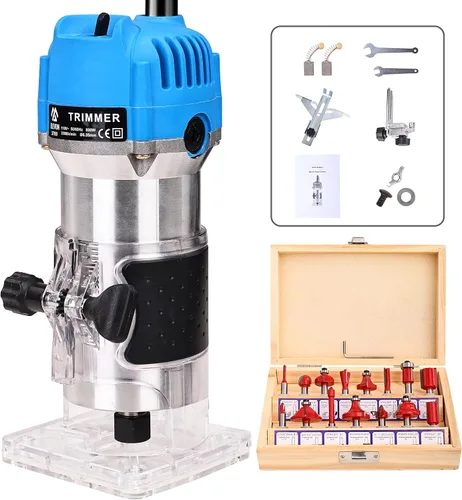 Vista 7 de Elevon Enrutador de madera, fresado laminado, grabado, máquina de mano, herramienta de carpintería, recortadora eléctrica, enrutador de palma