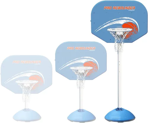 Vista 6 de Poolmaster Juego de aro de baloncesto ajustable Pro Rebounder junto a la piscina, tablero para todo tipo de clima, altura ajustable de 40 a 74