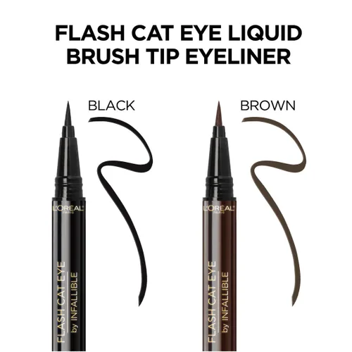 Vista 9 de L'Oreal Paris Makeup Infallible Flash Cat Eye Delineador de ojos líquido impermeable, negro, 0.44 onzas