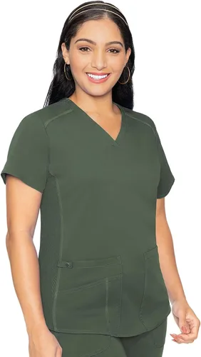 Vista 28 de Med Couture Touch - Camisa médica con cuello en V para mujer Sorbete de albaricoque