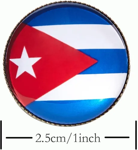 Vista 3 de 5 pines redondos de bandera de Cuba de 1 pulgada, alfileres de solapa, regalos de fiesta, pin patriótico para hombresmujeres, broche de bandera