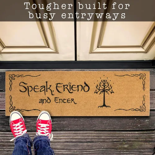Vista 3 de MAINEVENT Felpudo "Speak Friend and Enter" 50x15 Pulgadas, El Señor de los Anillos Felpudo Divertido Largo, Felpudo "Speak Friend and Enter" Grande