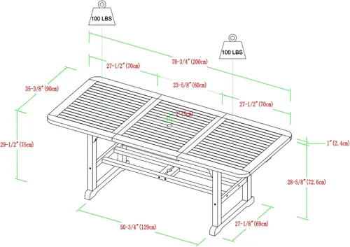 Vista 3 de Walker Edison Dominica - Moderno juego de mesa de comedor y banco de madera de acacia para exteriores (3 piezas)