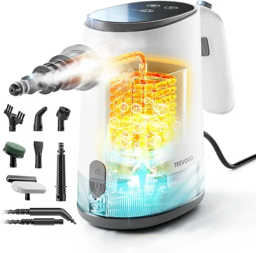 Vista 9 de Limpiador de vapor de mano para el hogar, limpiador de vapor presurizado instantáneo de calor de 15 segundos, tanque ligero de 22.1 onzas líquidas