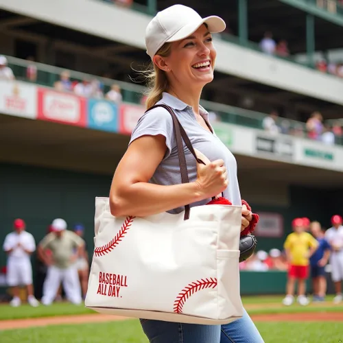 Vista 9 de Bolsa de lona de béisbol para mujer, artículos esenciales para madres deportivas, bolsa bordada de béisbol para mamá, béisbol de viaje, regalo