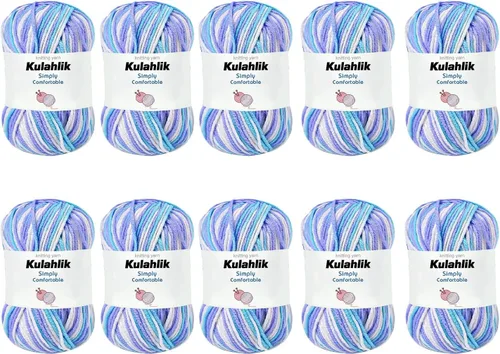 Vista 11 de 50g (1x50g) Hilo Acrílico para Crochet y Tejido, Hilo Degradado Colorido, 1 Rollo de Madejas, Hilo Acrílico Multicolor, Perfecto para Proyectos