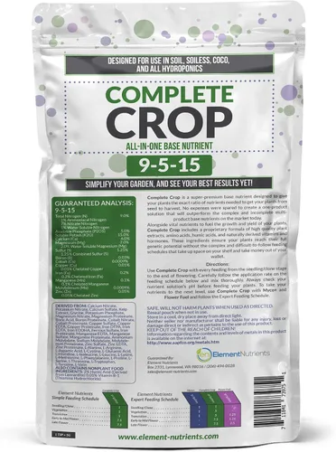 Vista 2 de Complete Crop 9-5-15 - Alimento Completo para Plantas Todo en Uno de Element Nutrients (1000g)