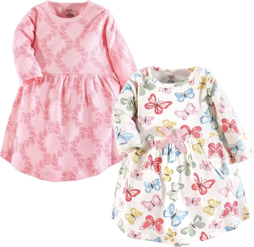 Vista 47 de Touched by Nature - Vestidos de manga corta y manga larga de algodón orgánico para niñas pequeñas, bebés y mujeres Manga larga con flores abstractas