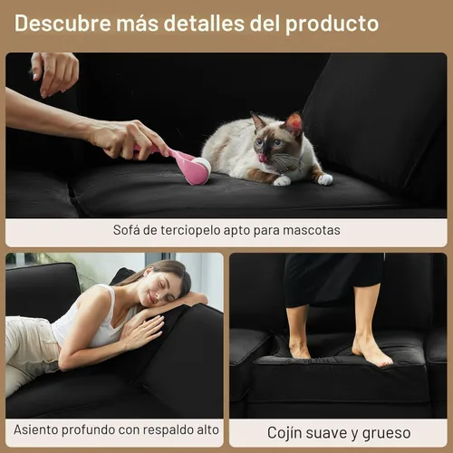 Vista 6 de Belffin Sofá Seccional Modular de Terciopelo con Chaise Lounge Sofá Cama Seccional con Chaise de Almacenamiento Sofás Cama Sofá para Sala de Estar