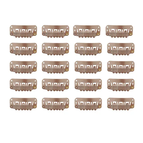 Vista 14 de 20 pinzas de pelo de acero inoxidable con 9 dientes, pinzas para Beige 9 dientes 20 piezas