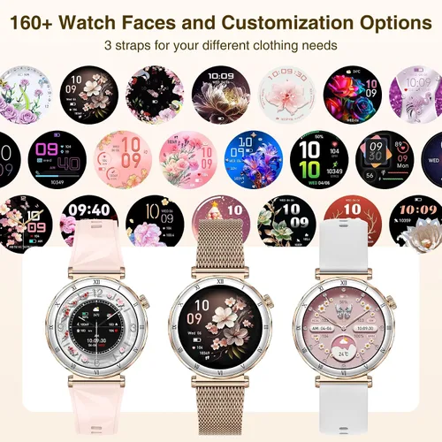 Vista 8 de Smart Watches for Women (Answer/Make Calls),1.19" AMOLED Slim, Rose Gold