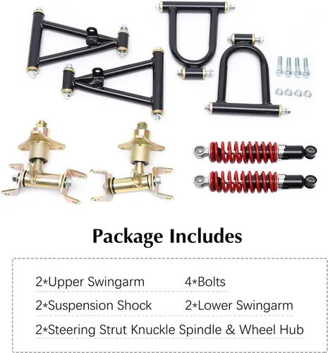 Vista 5 de Conjunto de basculante de suspensión delantera, kit de montaje de brazo de suspensión delantera, basculante superior e inferior, kit de amortiguador