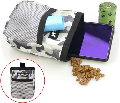 Vista 7 de Bolsa de golosinas para perros, bolsa de entrenamiento de golosinas, bolsa de aperitivos para mascotas, fácil de transportar, clip para cinturón