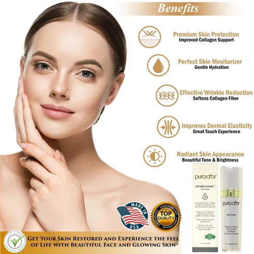 Vista 5 de PURA D’OR Sharp Look Eye Cream - Crema para ojos que realza la juventud para un levantamiento firme y una apariencia menor de arrugas y líneas