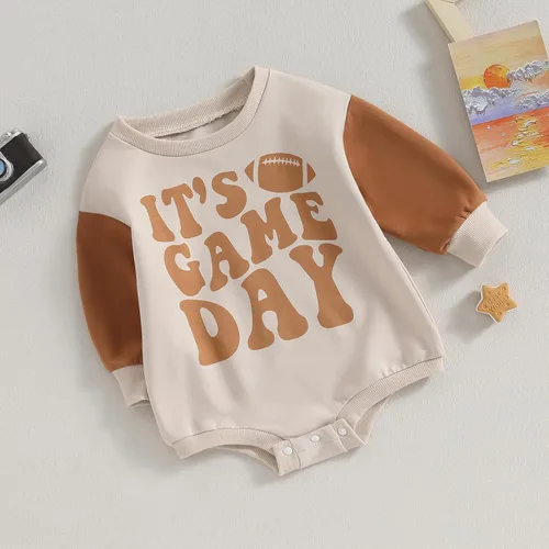Vista 17 de MERSARIPHY Sudadera de fútbol para bebé, traje de manga larga con letras divertidas, ropa de otoño e invierno