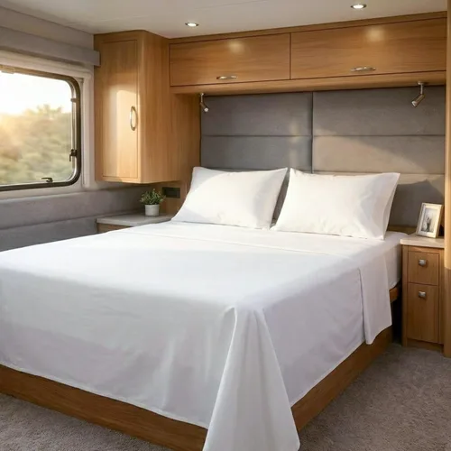 Vista 22 de Cottingon Juego de sábanas cortas de 4 piezas para caravana tamaño Queen, 100% algodón egipcio de fibra extra larga premium, juego de sábanas suaves