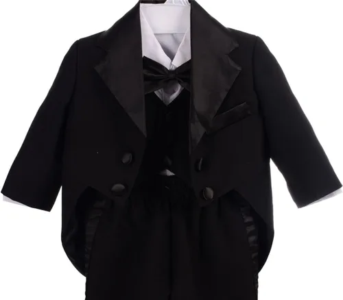 Vista 3 de Lito Angels Conjunto clásico de esmoquin con cola para bebé, traje de boda, 5 piezas, 039