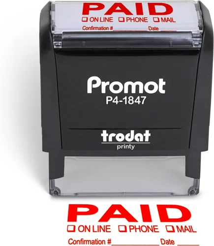 Vista 9 de Promot Sello de pago autoentintado – Sello pagado para oficina, sello de cuentas por pagar con tipo y nota – Sellos de goma para uso minorista