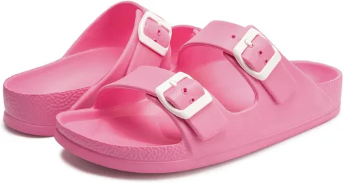 Vista 5 de FUNKYMONKEY - Sandalias bajas cómodas para mujer, hechas de etilvinilacetato, ajustables con hebilla doble