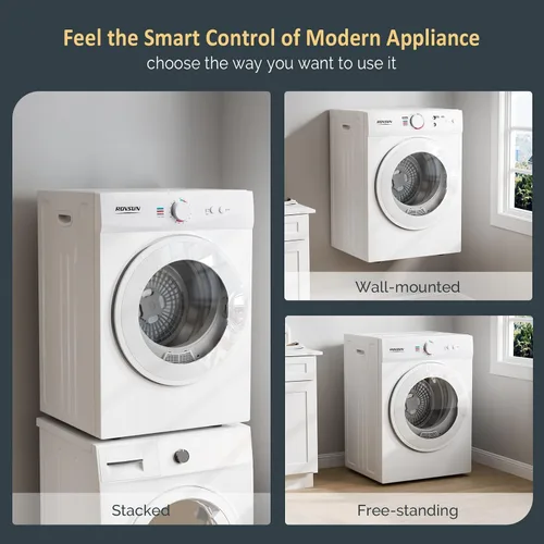 Vista 6 de Bonnlo Secadora de ropa compacta, secadora de ropa portátil de 1.8 pies cúbicos con bañera de acero inoxidable, secadora de ropa de carga frontal