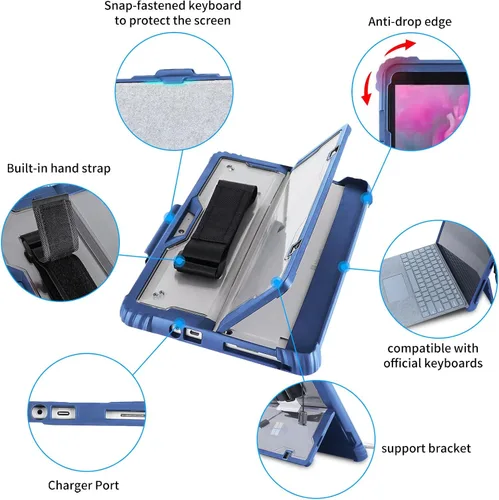 Vista 3 de AOAO Funda para Microsoft Surface Go 4/Surface Go 3/Surface Go 2/Surface Go con correa para el hombro, correa de mano, soporte para lápiz stylus