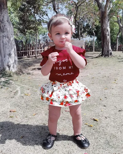 Vista 3 de Conjunto de ropa para bebé recién nacido conjunto de pantalones cortos florales de verano linda ropa de bebé niña